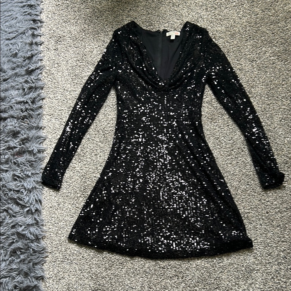GB girls Black Sequin Long Sleeve Dress